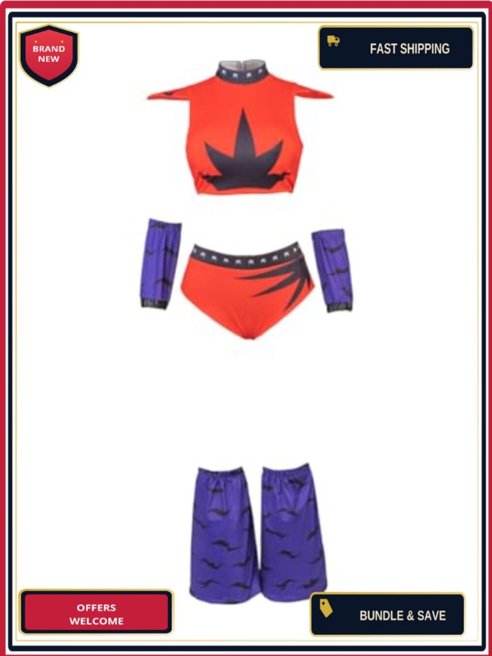 Polyester Halloween Costume Crop Top and Shorts Outfit Horror Theme